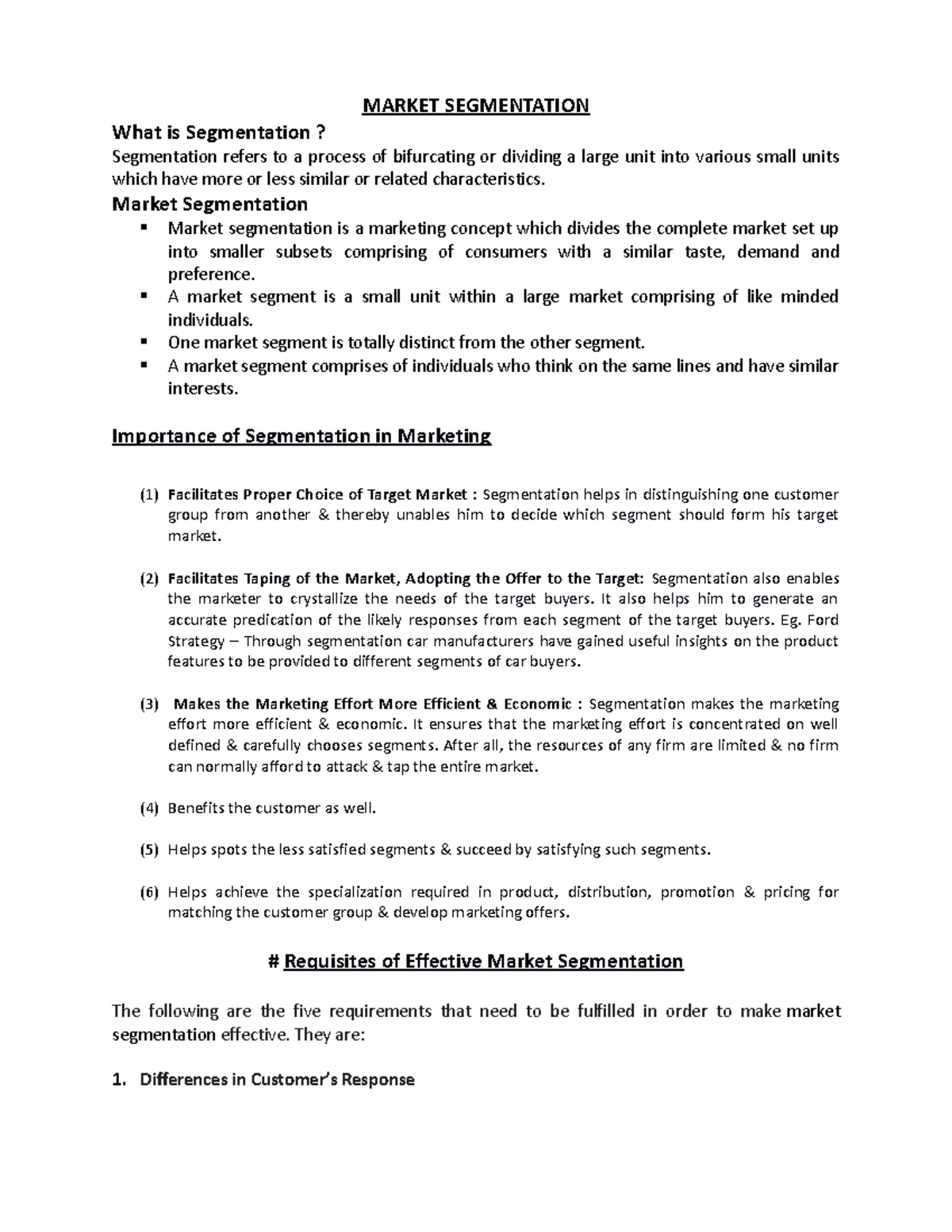 KMBN105 Marketing Management Unit 2: Understanding Market Segmentation ...