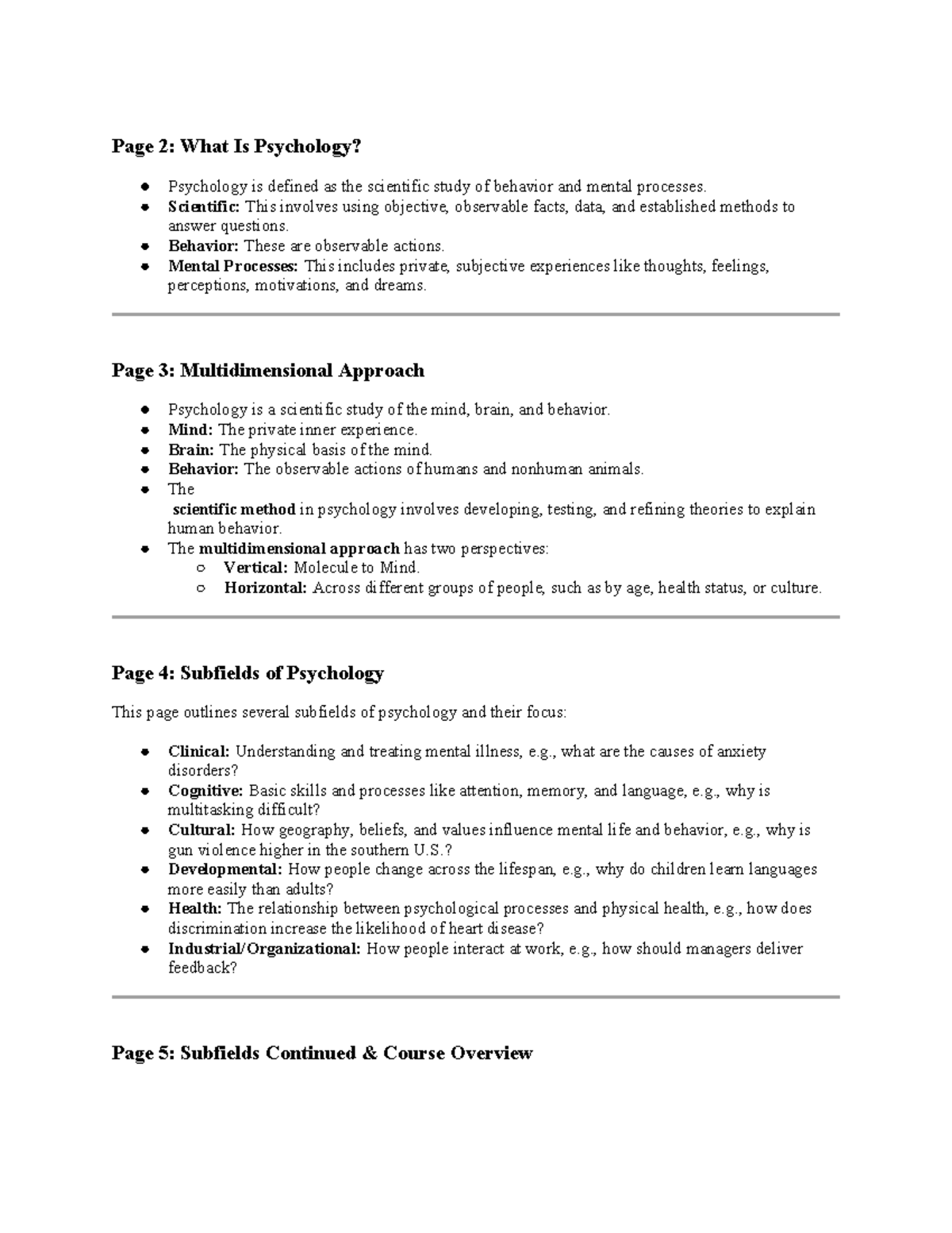 PSYC 111 Final Exam Review: Key Concepts in Psychology - Studocu