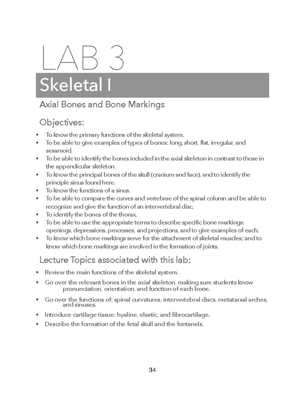 Lab Manual LAB3 V3 - Lab work - LAB 3 Skeletal I Axial Bones and Bone ...