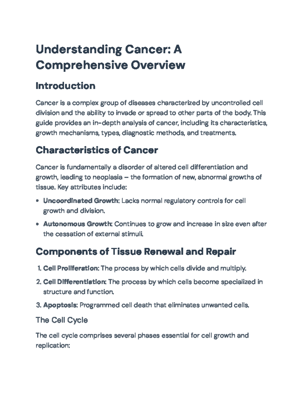 Understanding Cancer: A Comprehensive Overview (Course Code Included ...