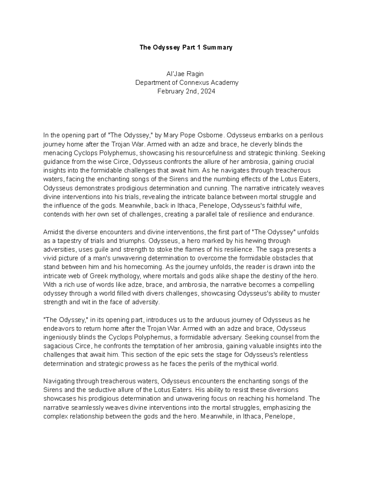 ENG 101: The Odyssey Part 1 - Summary and Analysis of Odysseus' Journey ...
