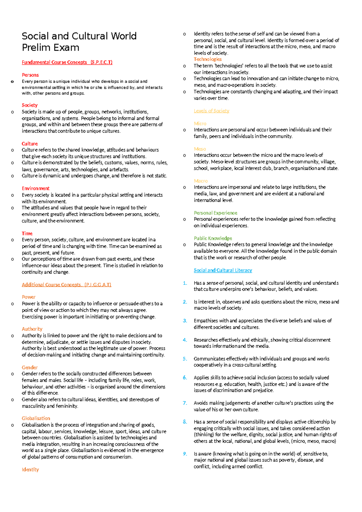 Society and Culture Preliminary Course Notes - Social and Cultural ...