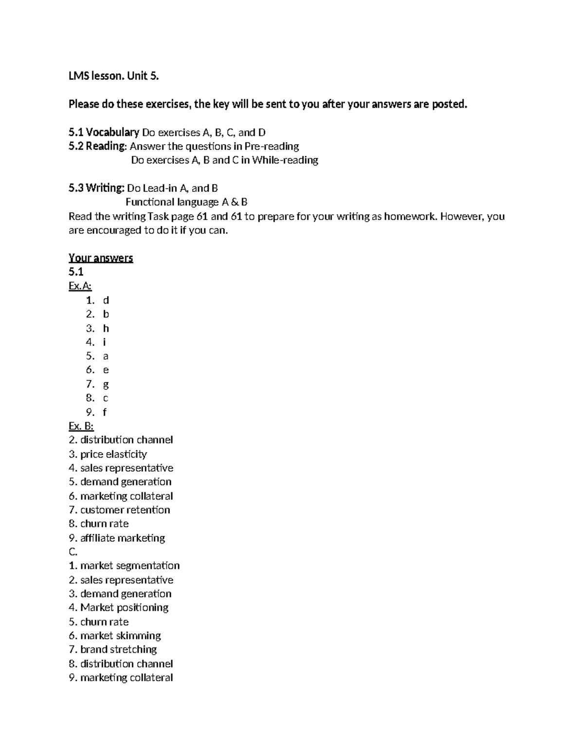 Buổi học LMS 94 - ssss - LMS lesson. Unit 5. Please do these exercises ...