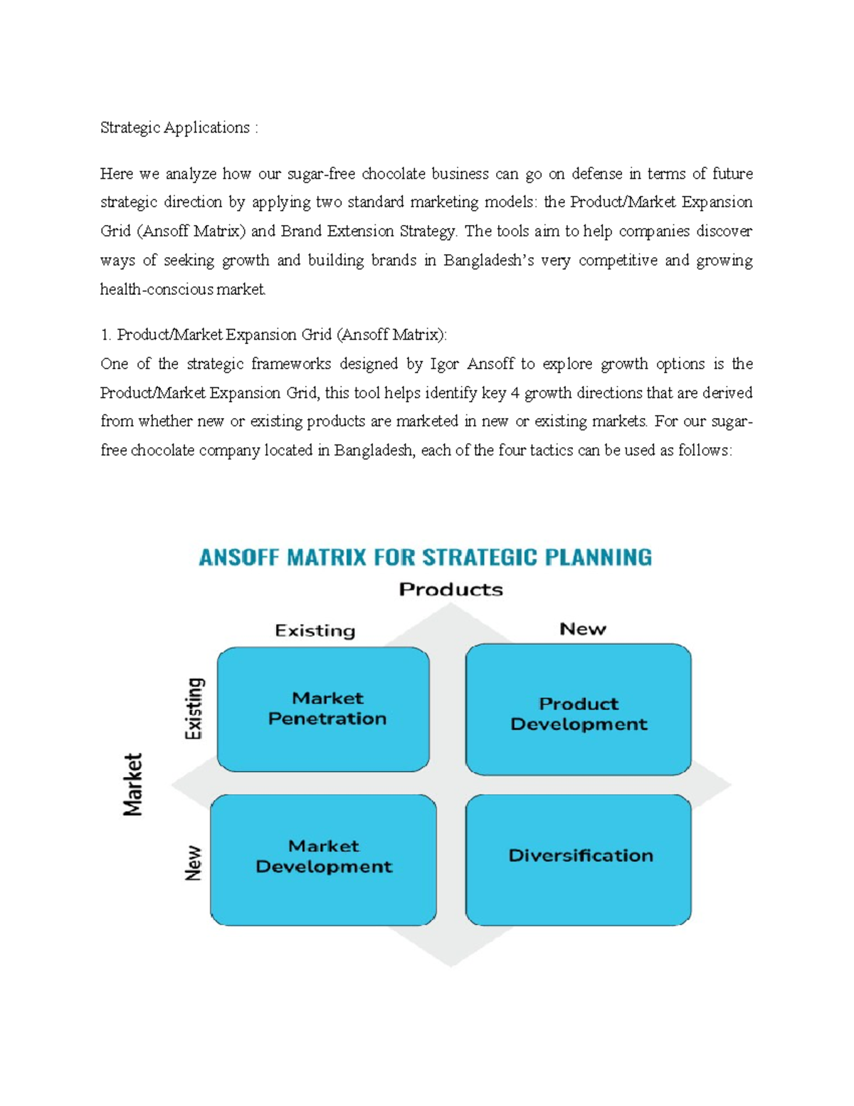 Mkt2 - Strategic Applications for Chocolate Business Growth - Studocu
