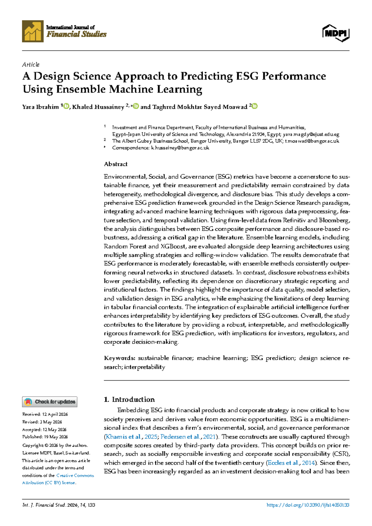 Design Science Framework for Predicting ESG Performance Using ML ...