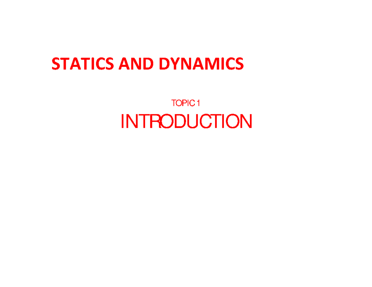 Statics and Dynamics (Part 1): Fundamentals of Mechanics Overview - Studocu