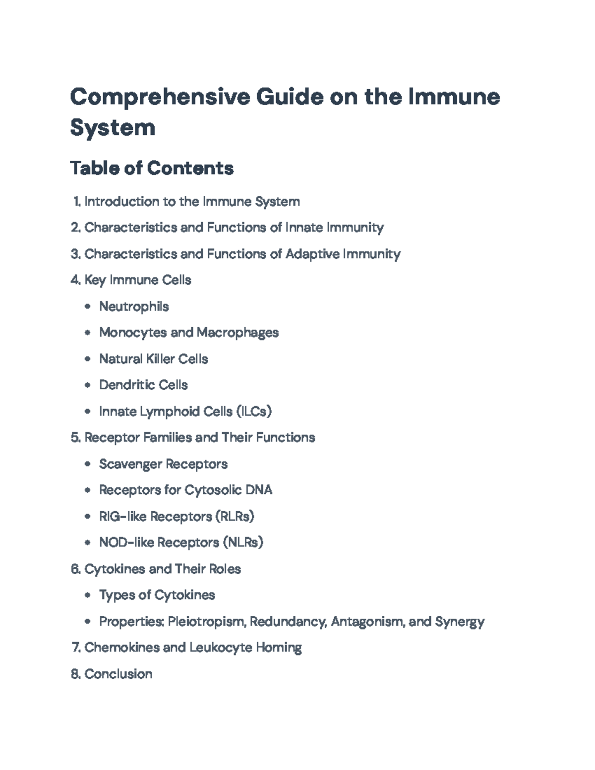 Comprehensive Study Guide on the Immune System for Course ABC123 ...
