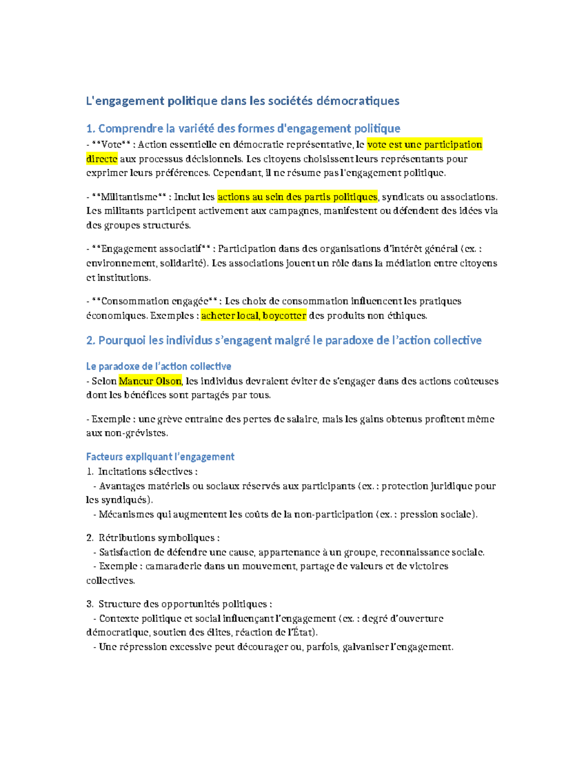 Engagement Politique Détaillé : Analyse des Formes et Facteurs ...