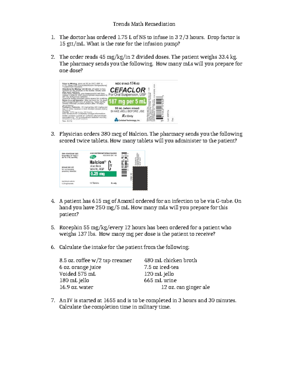 Trends in Math Remediation: Infusion & Dosage Calculations - Studocu