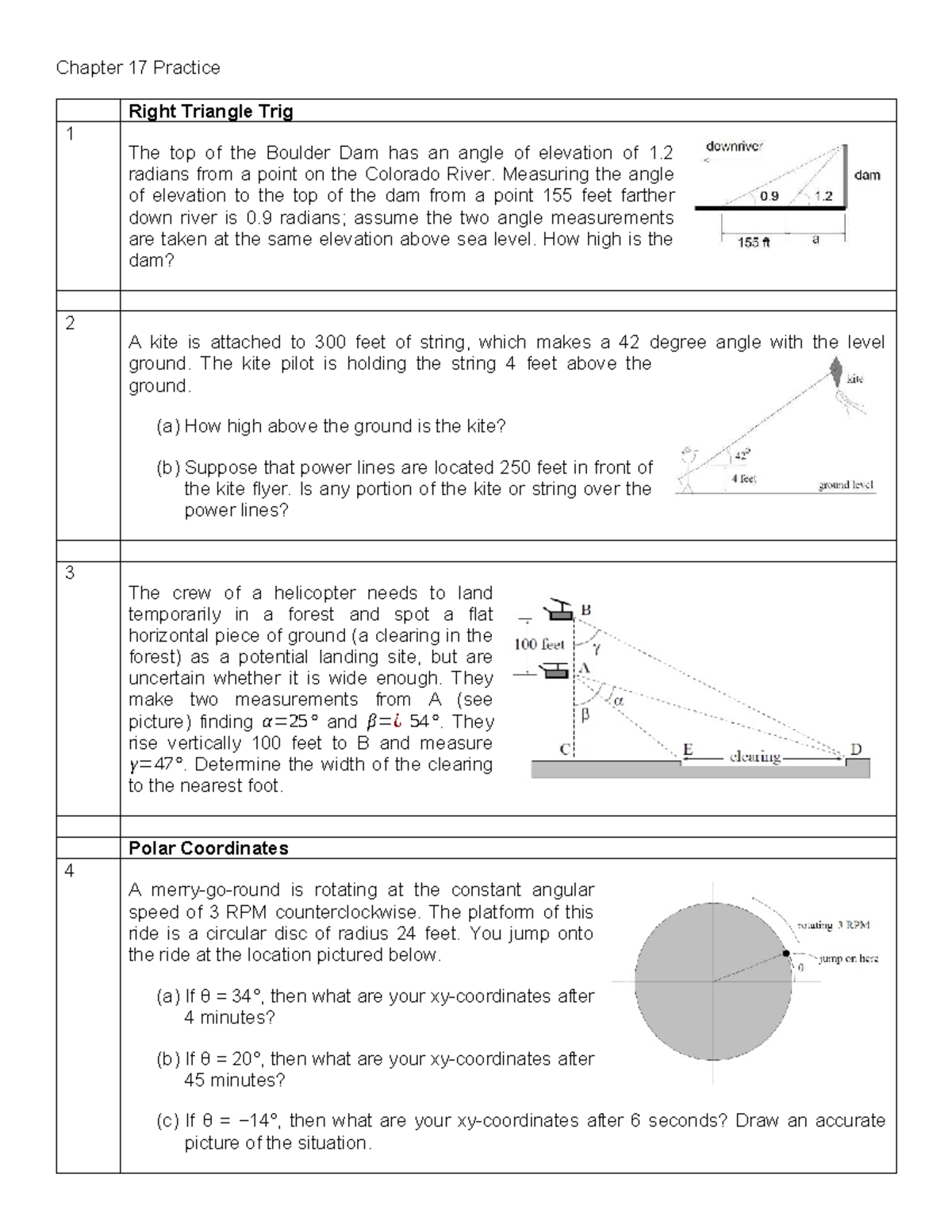 Chapter 17 Homework: Right Triangle Trig & Polar Coordinates - Studocu