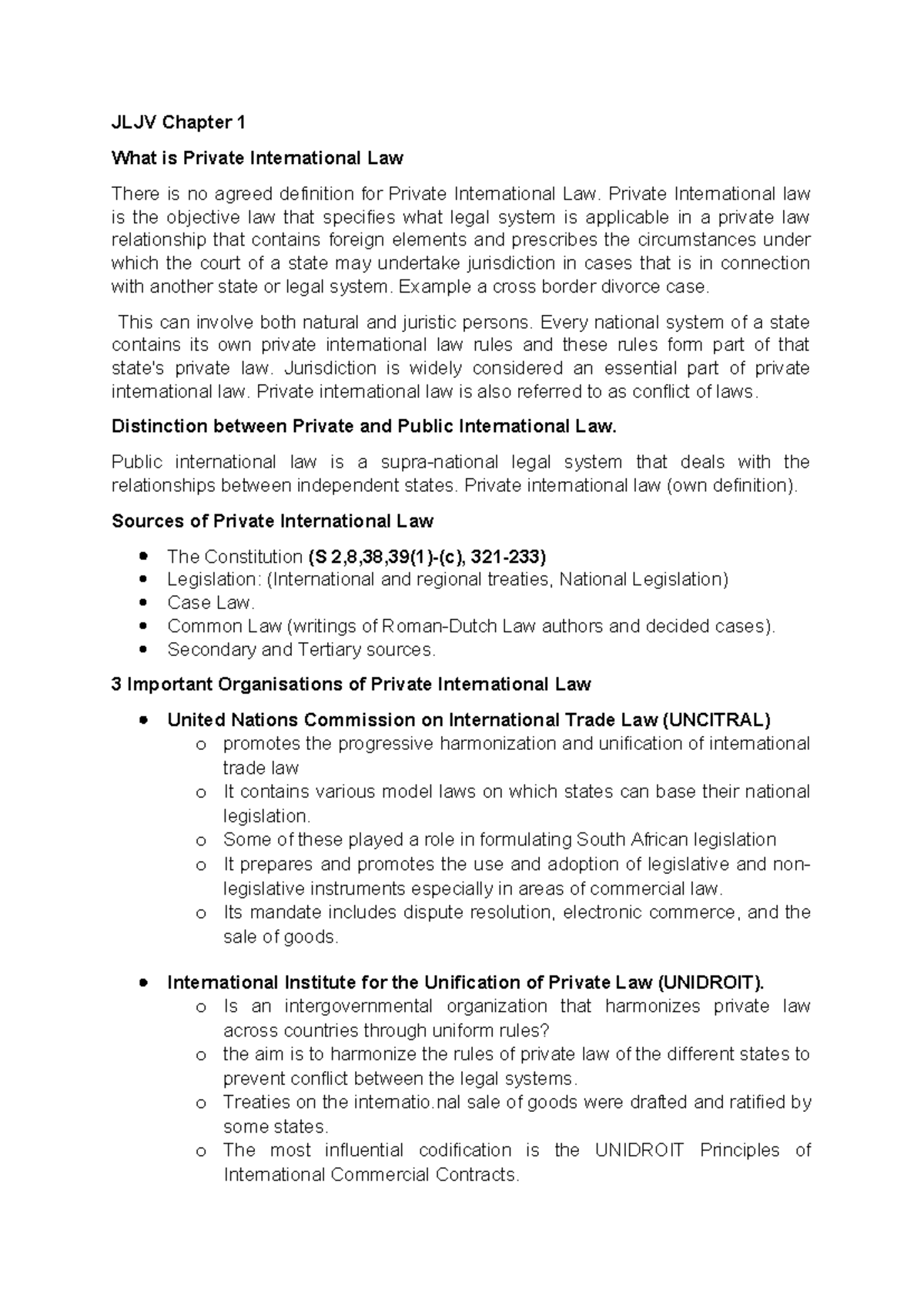 JLJV Chapter 1 - Overview of Private International Law Concepts - Studocu