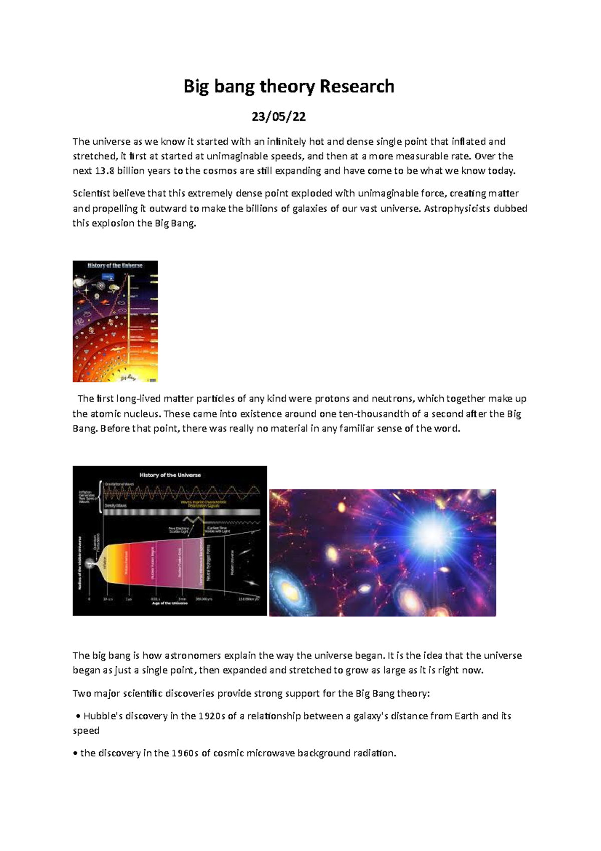 Big Bang Theory Research Overview - Astrophysics 23-05-22 - Studocu