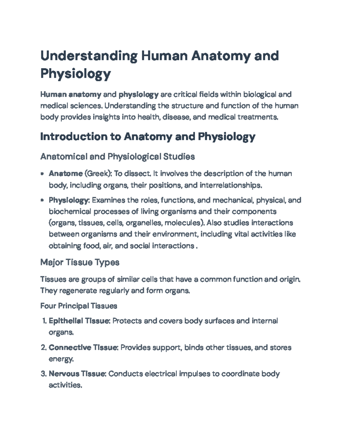 Understanding Human Anatomy and Physiology: Tissue Types and Functions ...