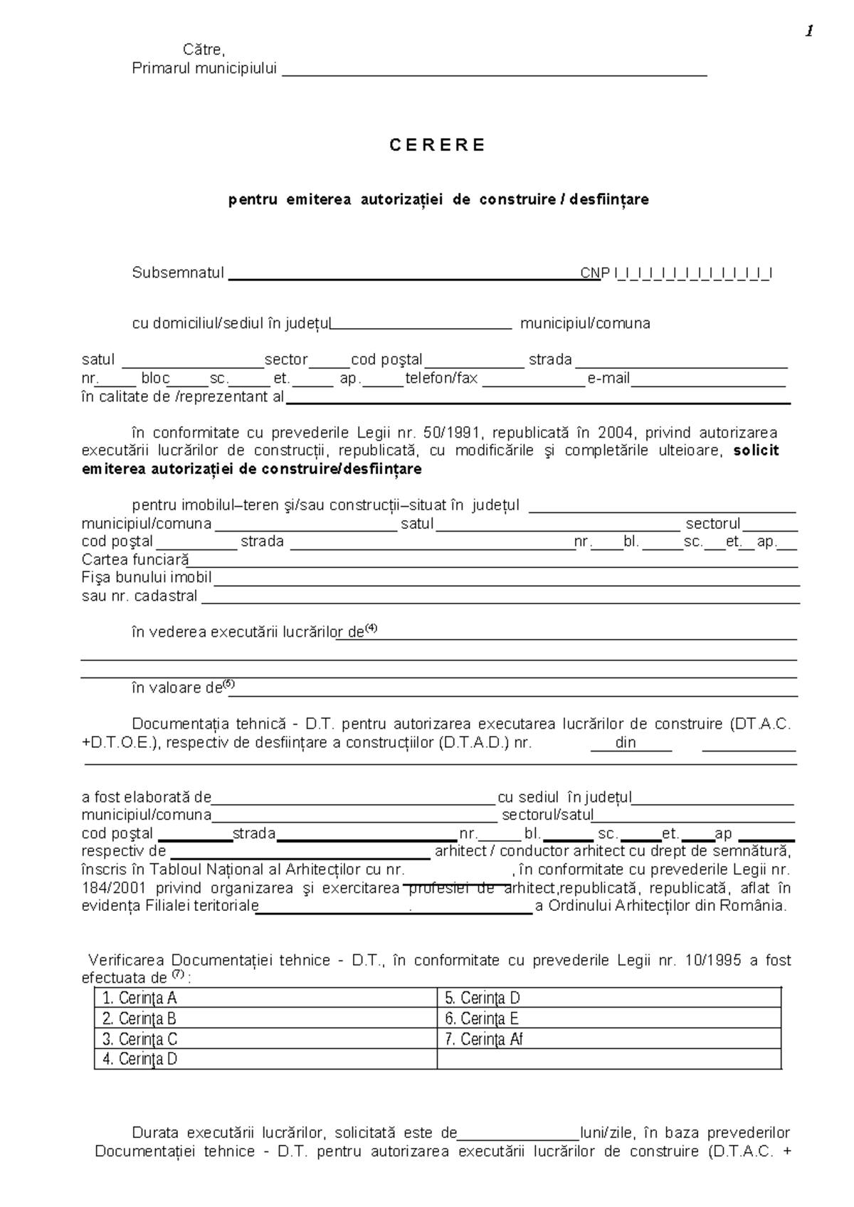 Cerere Autorizație Construcție - Formular 2023 - Studocu