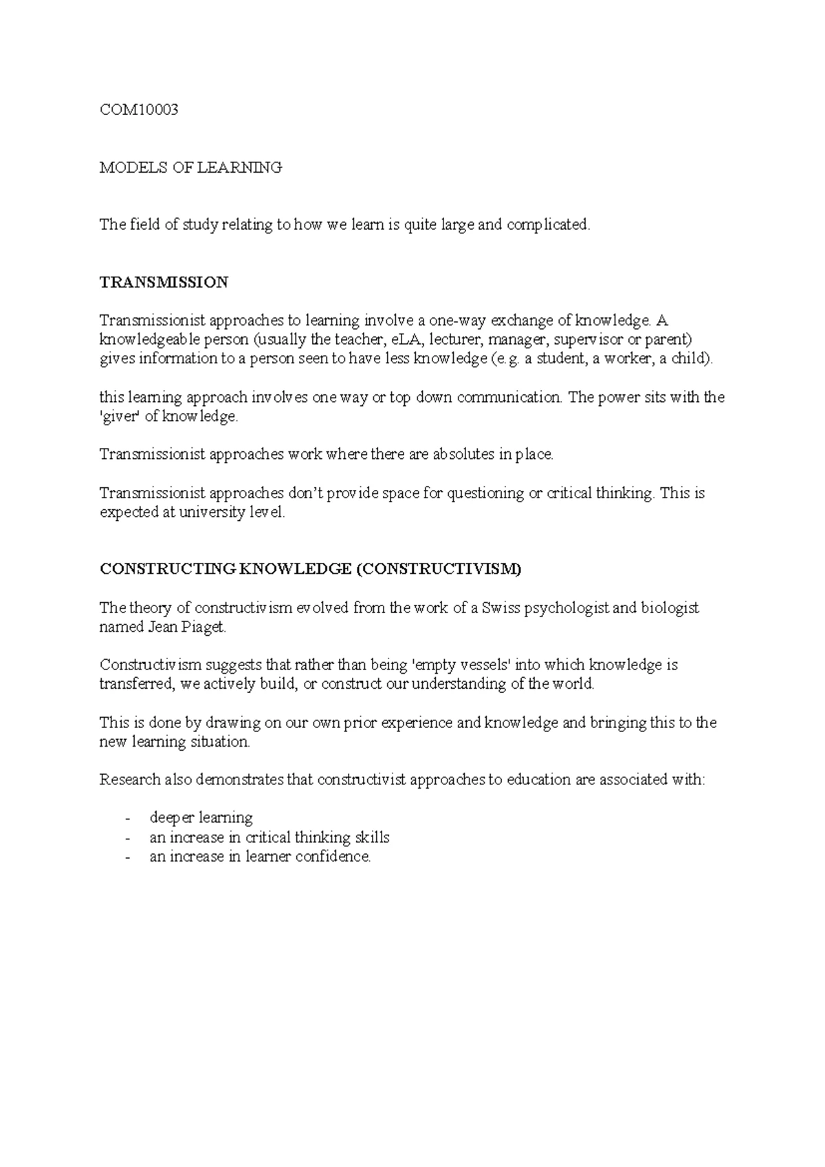 Week 4 - lecture notes for com10003 - COM TYPES OF REGISTER Frozen ...