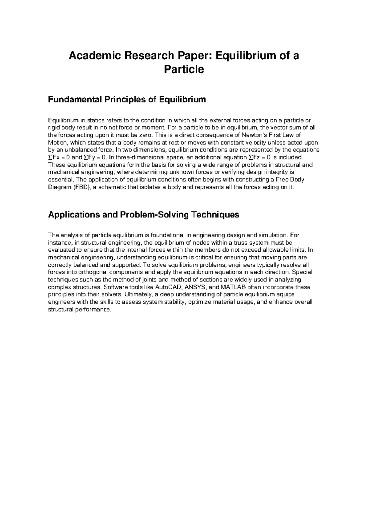Academic Research 2: Principles of Particle Equilibrium - Studocu