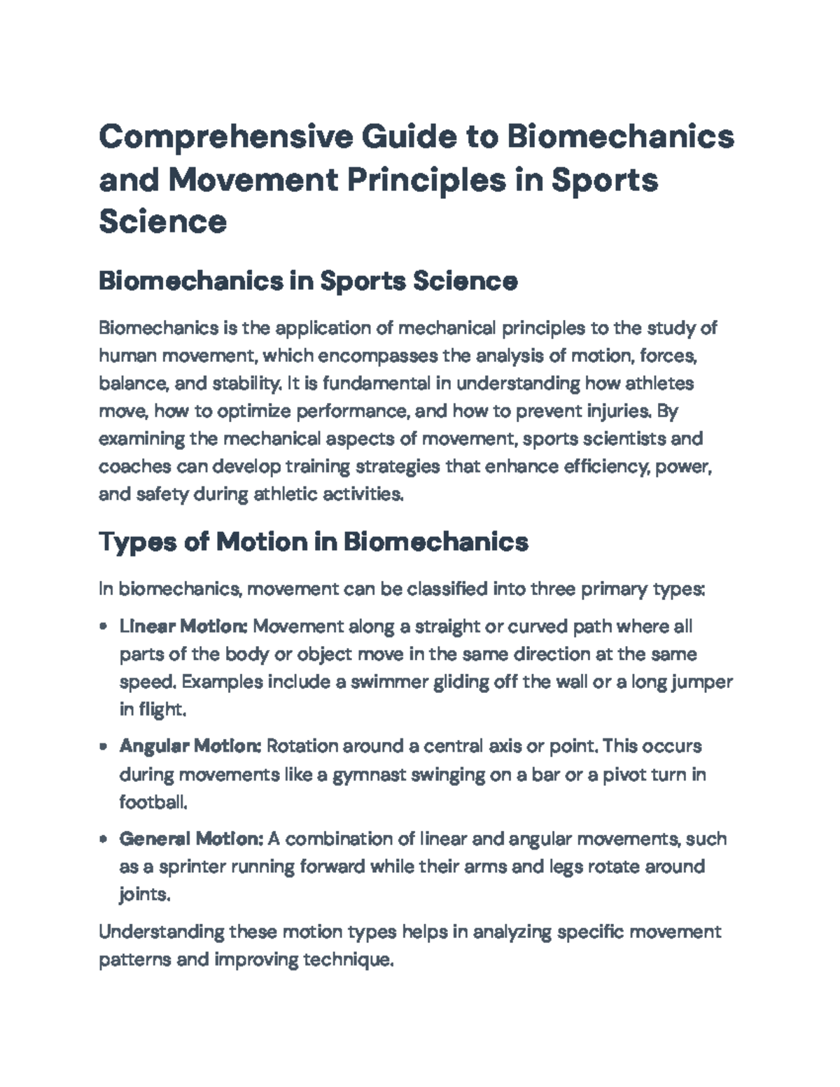 Comprehensive Guide to Biomechanics & Movement Principles in Sports ...