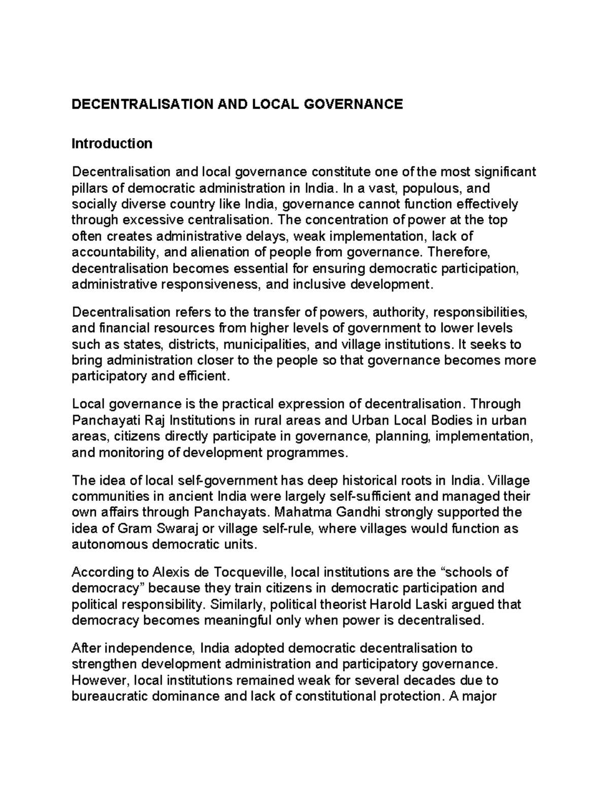DOC-20260520-WA0017 - Decentralisation & Local Governance in India: A ...