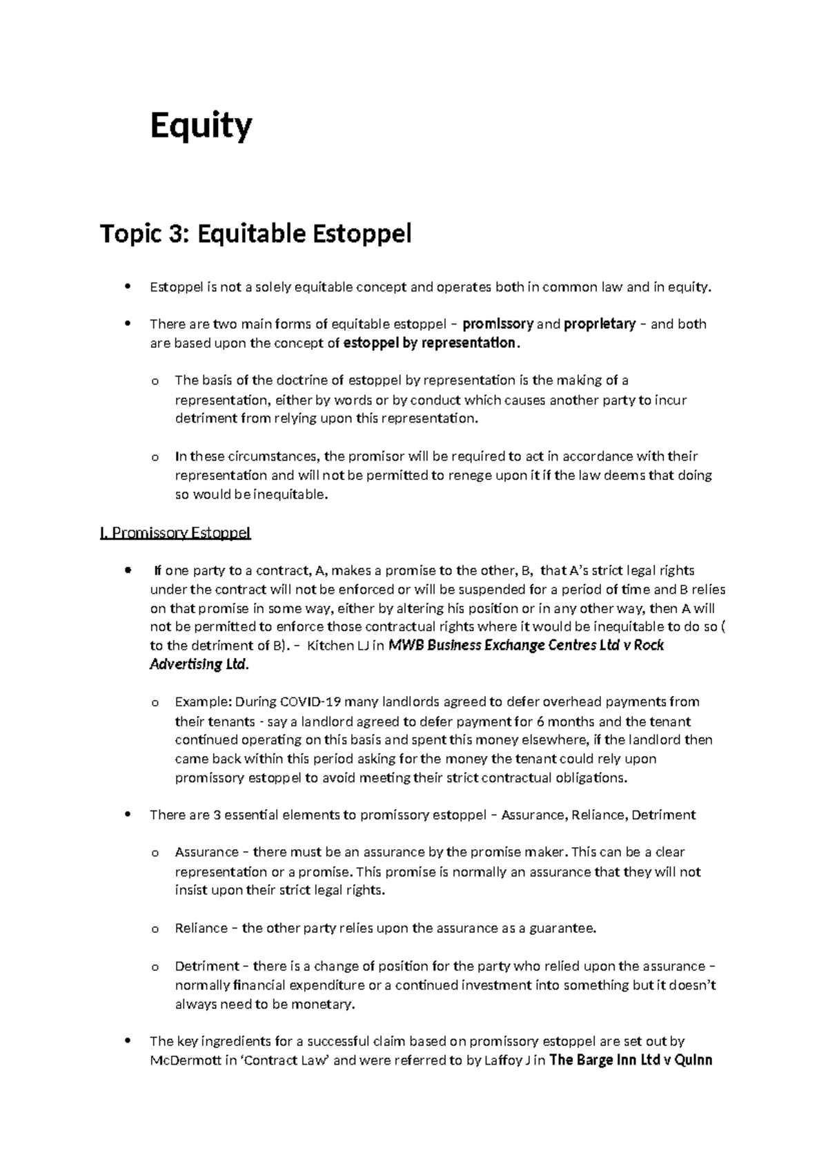Equity Topic 3: Understanding Equitable Estoppel and Its Applications ...