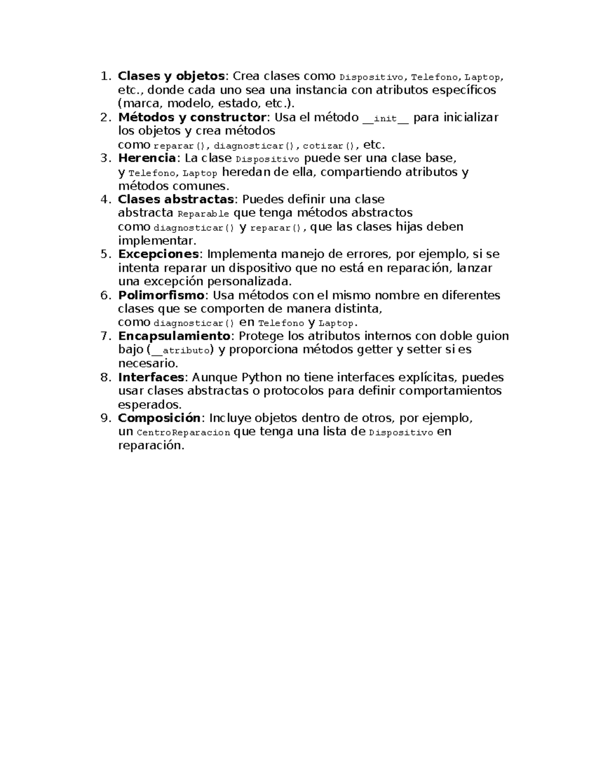 Clases y Objetos en Python: Dispositivos y Herencia - Studocu