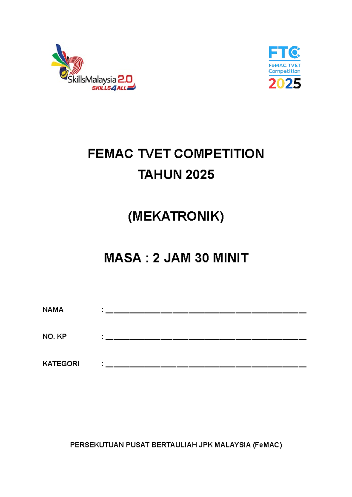 Femac TVET Competition - MUKA Depan - Mechatronics - FEMAC TVET ...