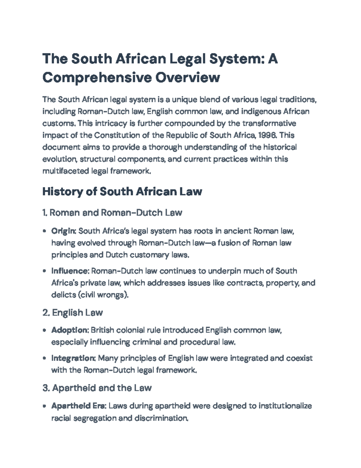 The South African Legal System: A Comprehensive Overview of History ...
