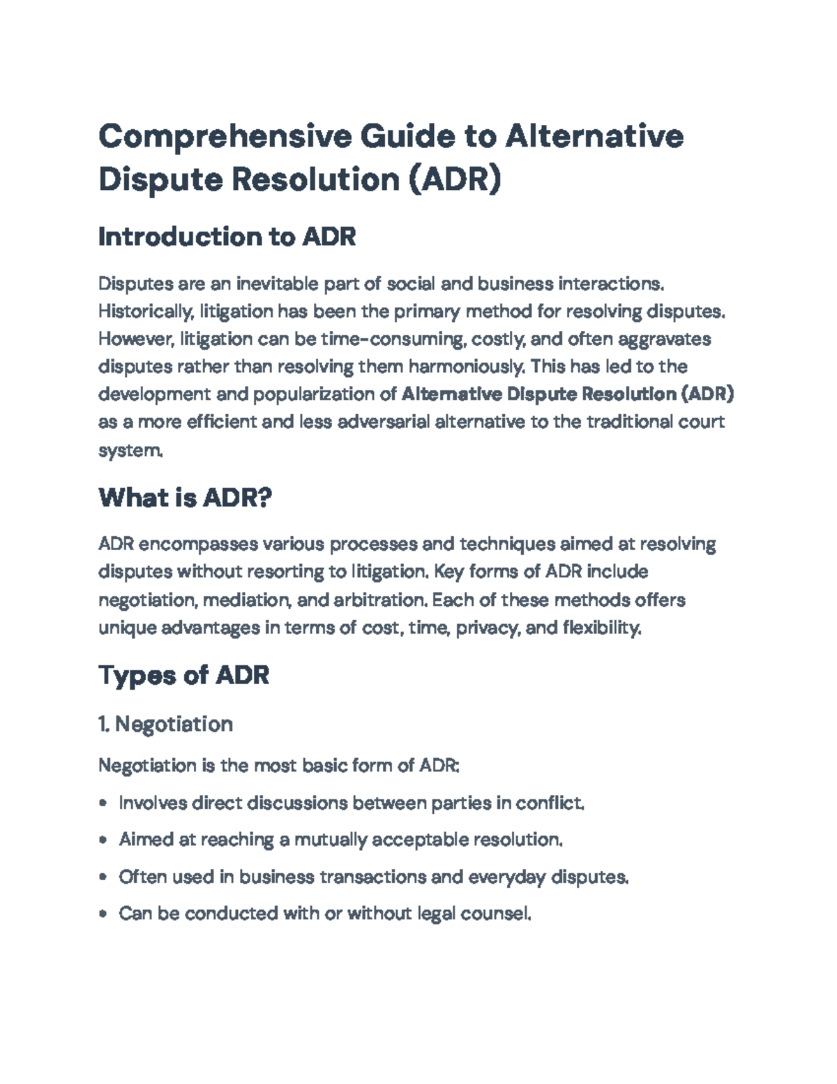 Comprehensive Guide to Alternative Dispute Resolution (ADR) Techniques ...