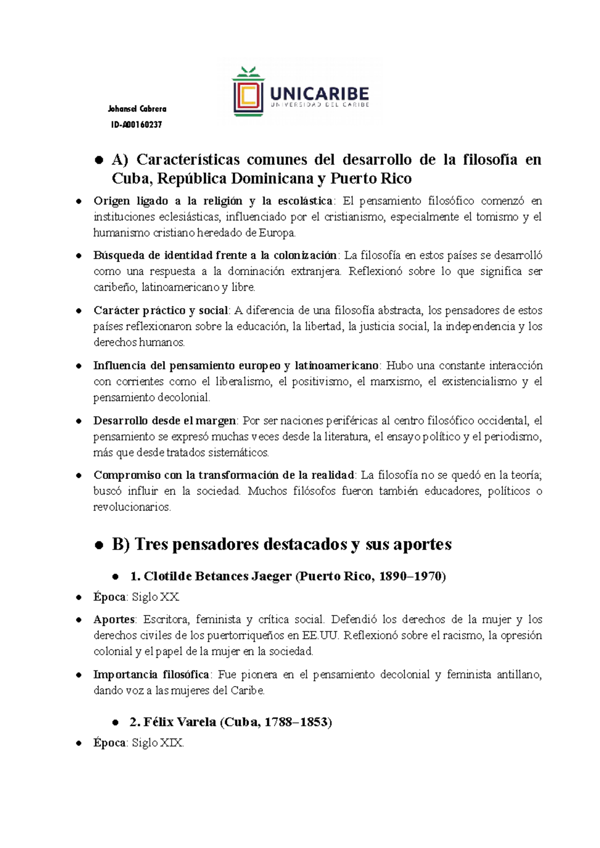 Desarrollo de la Filosofía en el Caribe: Cuba, RD y PR - Studocu