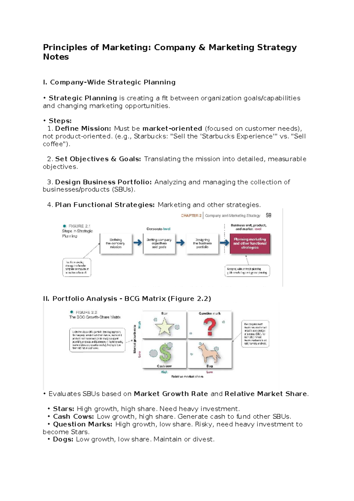 Principles of Marketing (MKT 101): Company Strategy Notes - Studocu