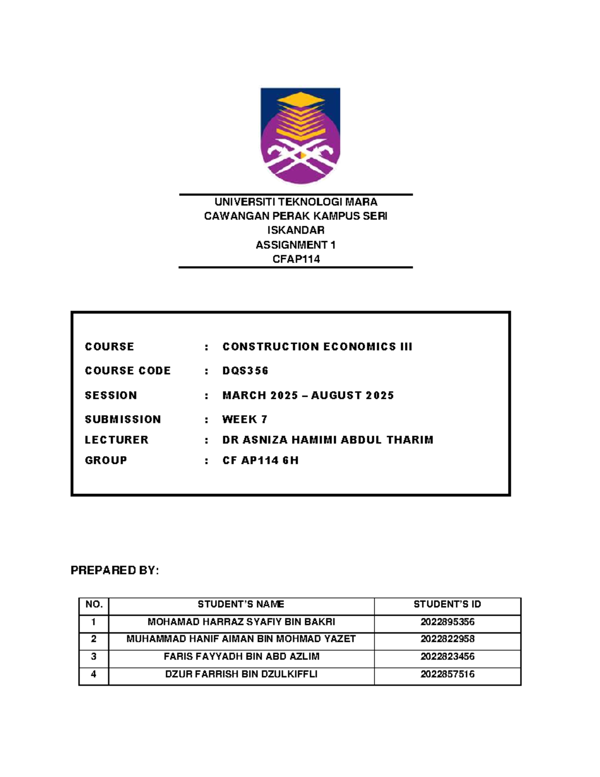 Property Taxes in Malaysia: An Overview - Assignment 1 DQS356 - Studocu