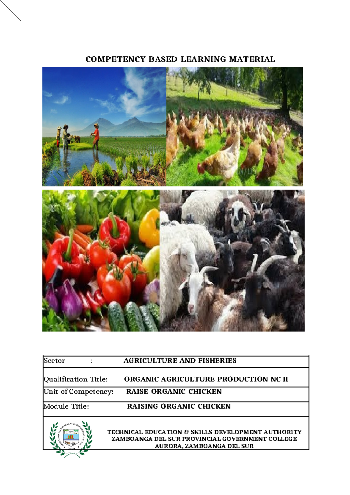 TM- OAP Organic Chicken Production Learning Material - Studocu