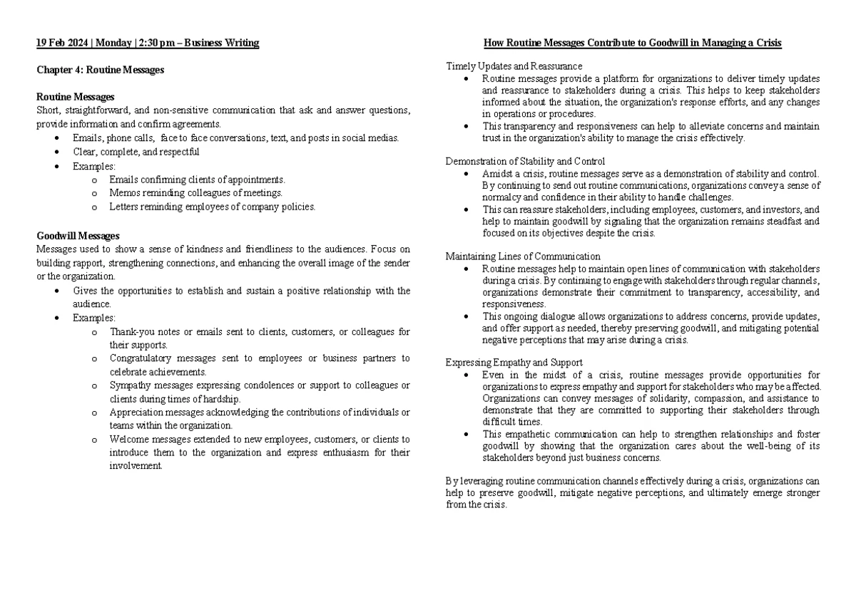 Biz Writing Revision: Chapter 4-6 Insights on Routine & Persuasive ...