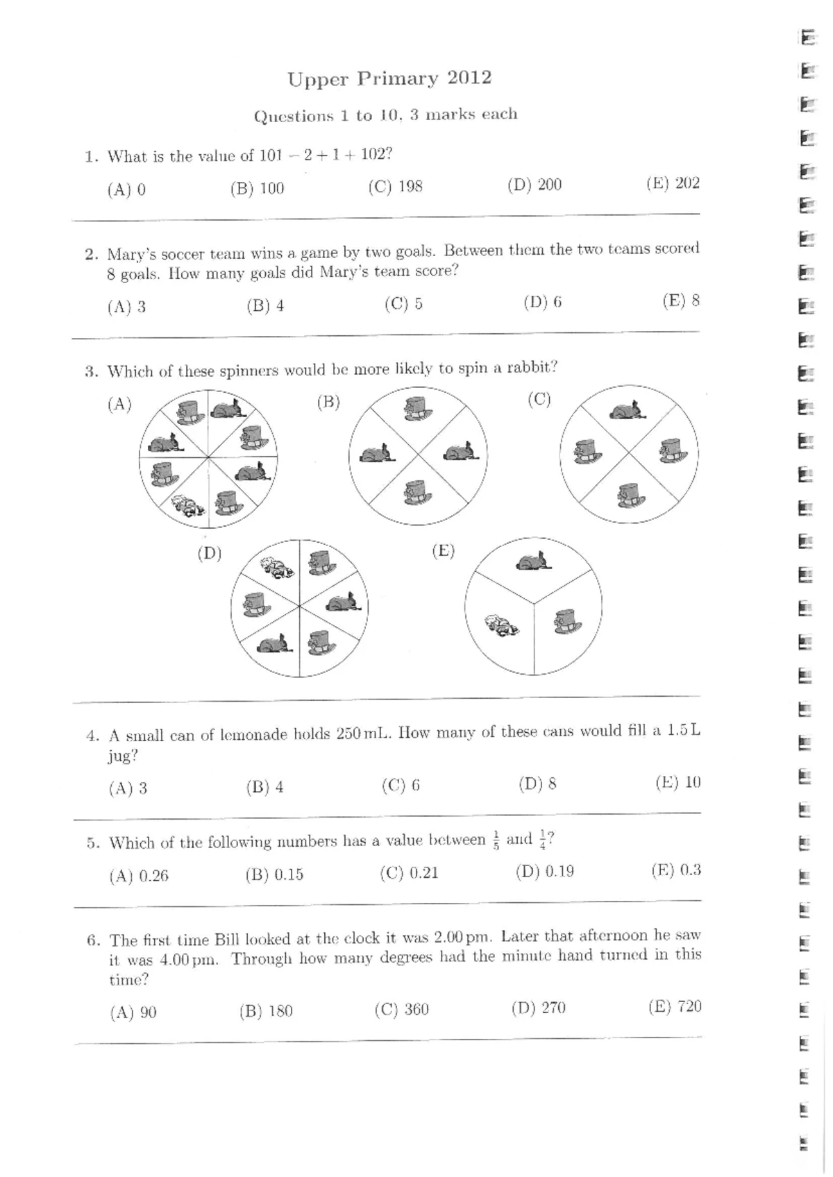 2007 Upper Primary Division - Math Competition Paper - Studocu