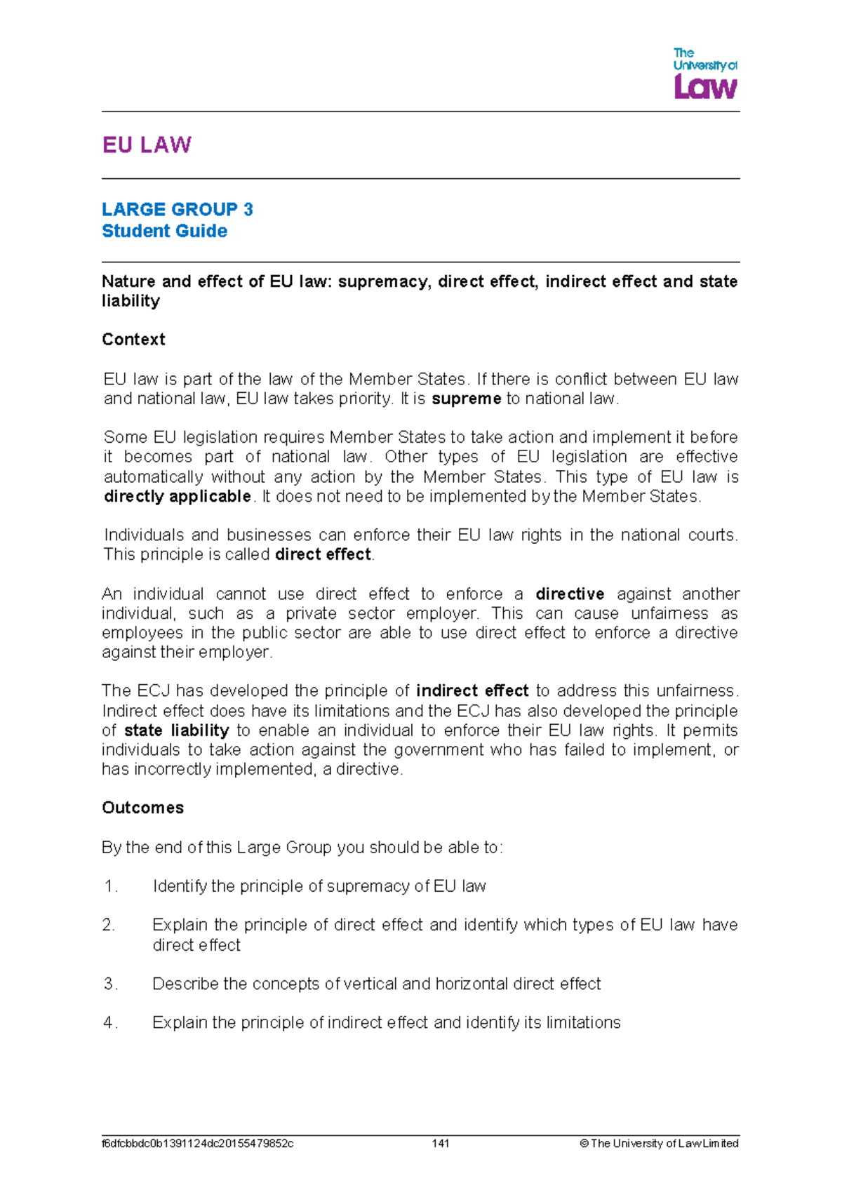 3- Nature and effect of EU law - EU LAW LARGE GROUP 3 Student Guide ...