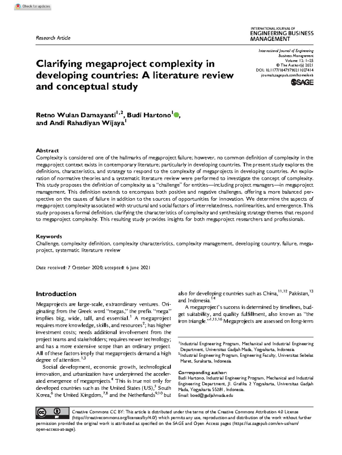 Clarifying Megaproject Complexity in Developing Nations: A Study ...
