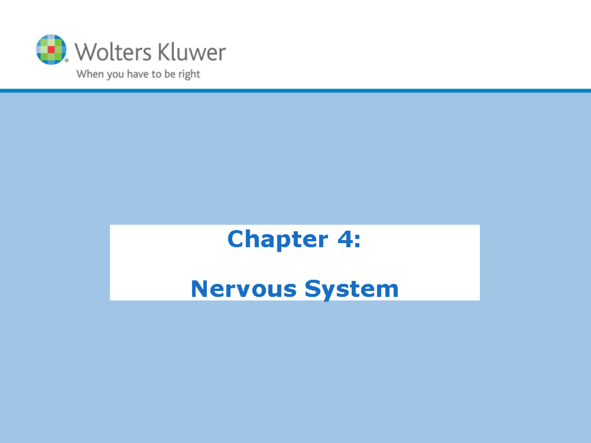 Chapter 4: Org & Functions of the Nervous System - Studocu