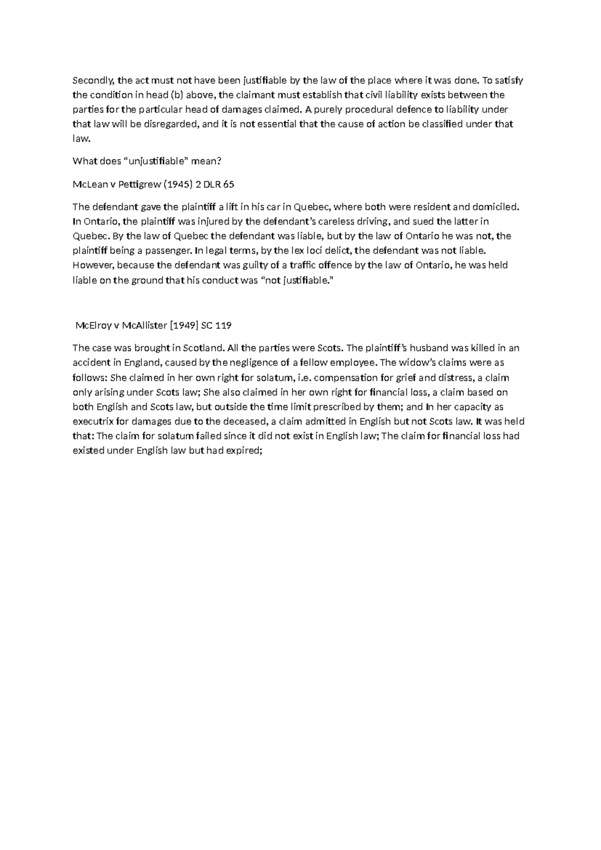 Understanding Unjustifiable Liability in Civil Cases - Law 101 - Studocu