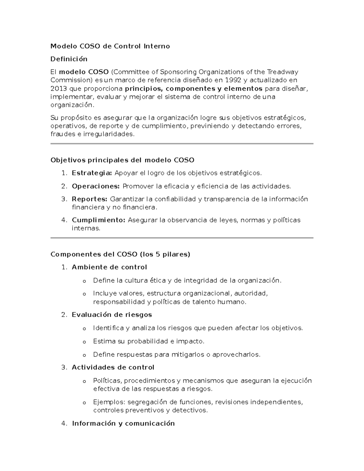 Modelo COSO de Control Interno: Principios y Aplicaciones Prácticas ...