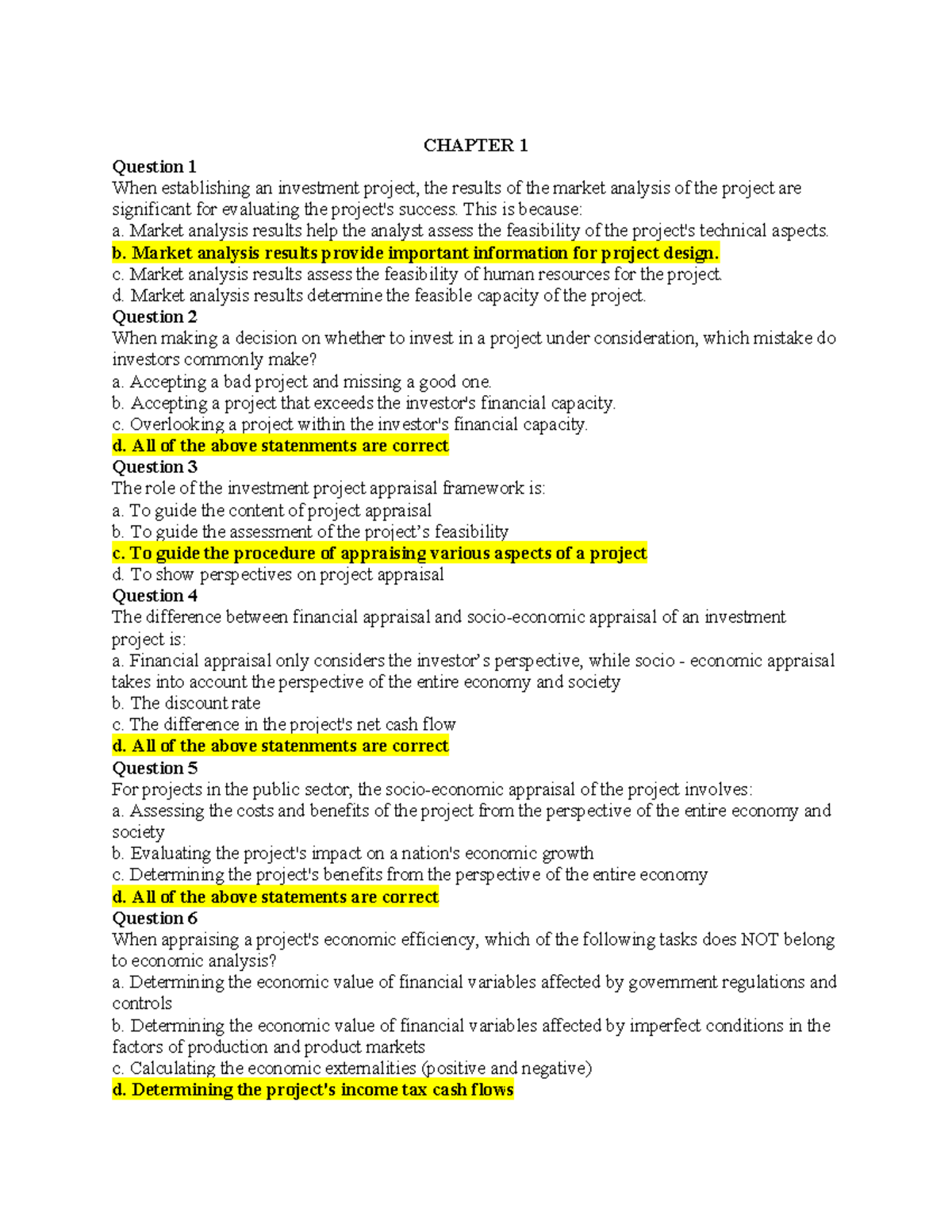 Chapter 1 - Investment Project Appraisal Concepts and Evaluation - Studocu