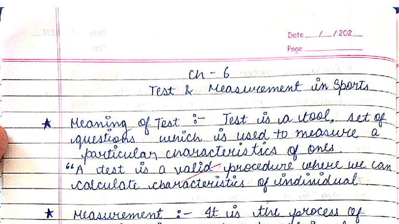 Chapter 6 PE - Test Measurement in Sports (SOS spu9) - Studocu