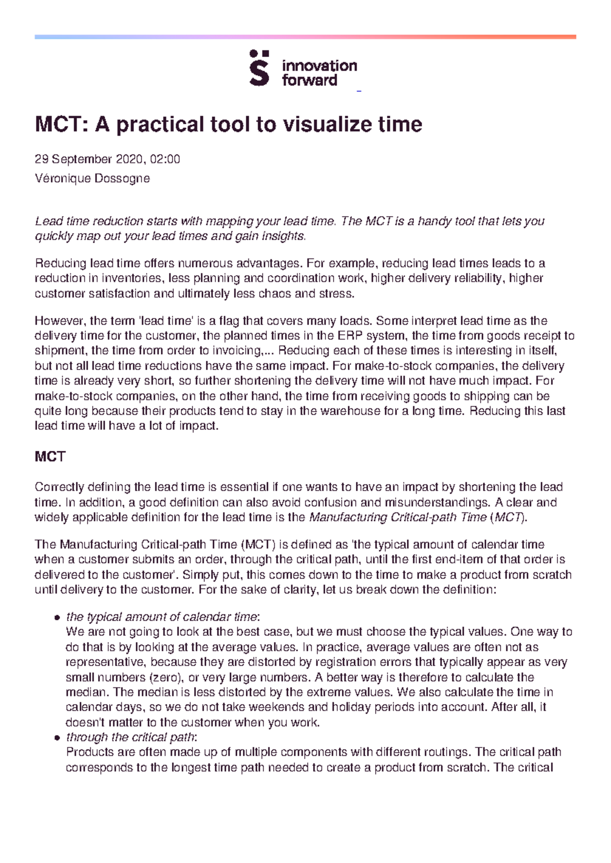 MCT: Praktische Tool voor Visualisatie van Lead Time en Verbetering ...