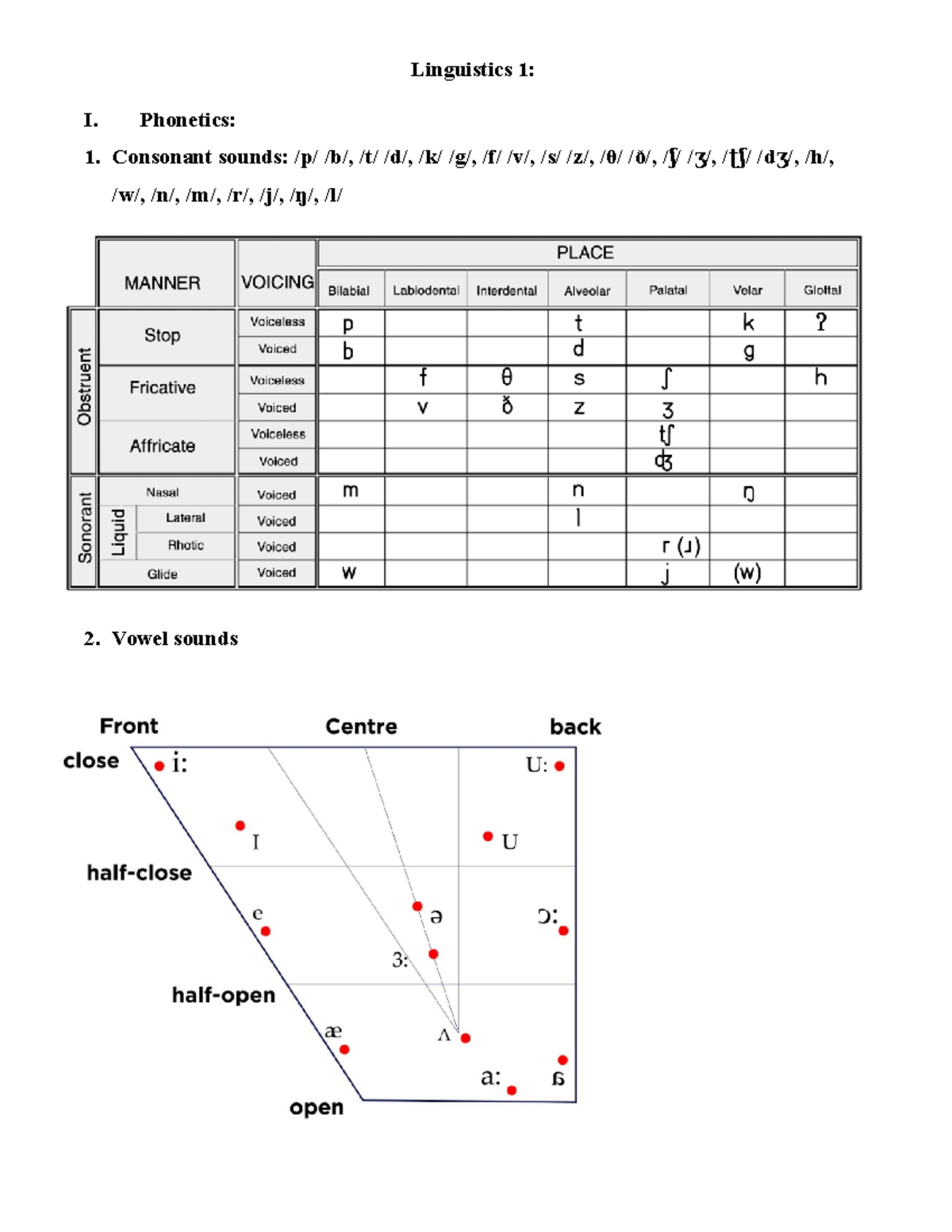 Linguistics-1: Comprehensive Study Notes on Phonetics, Phonology ...
