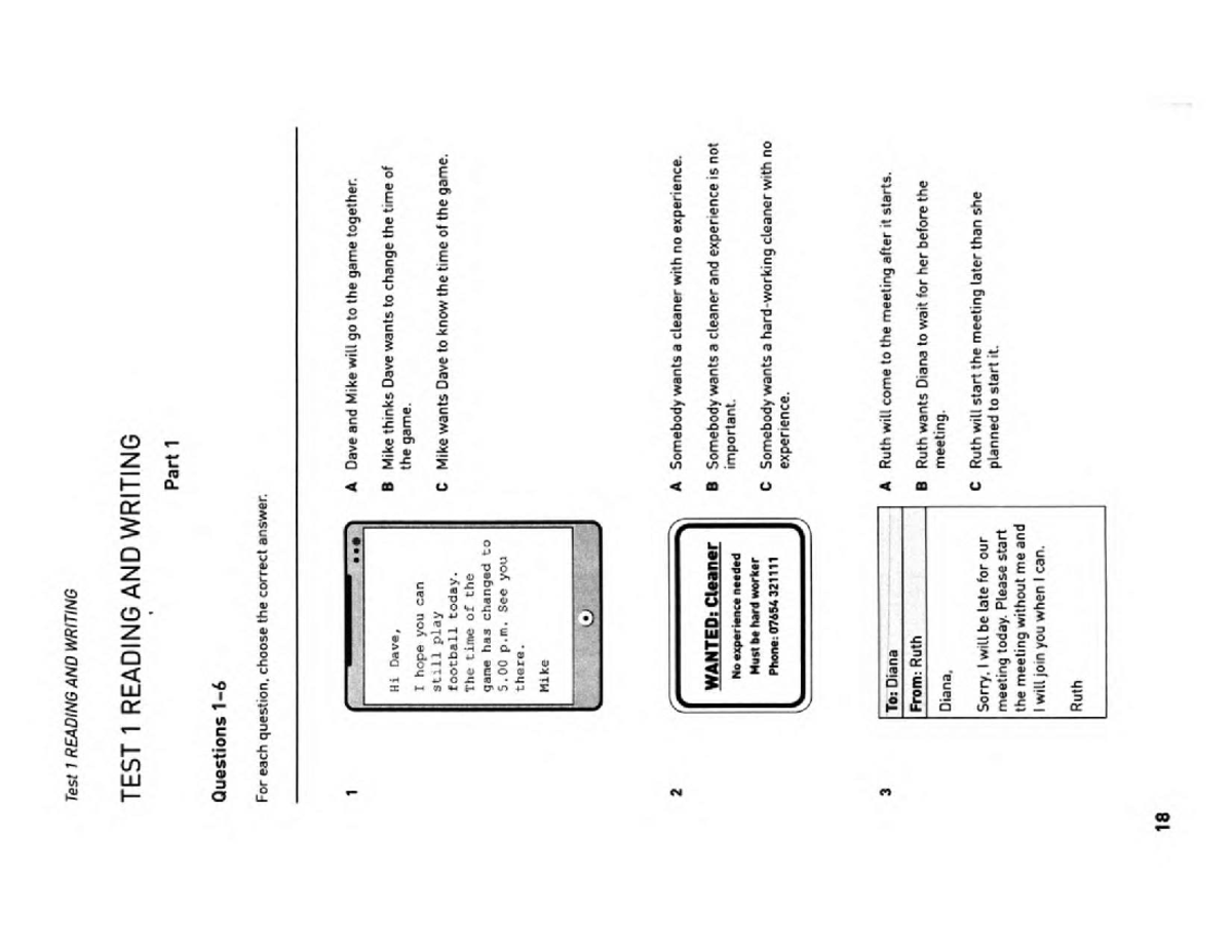 Test 1 - Reading & Writing Part 1 Questions KET - Studocu