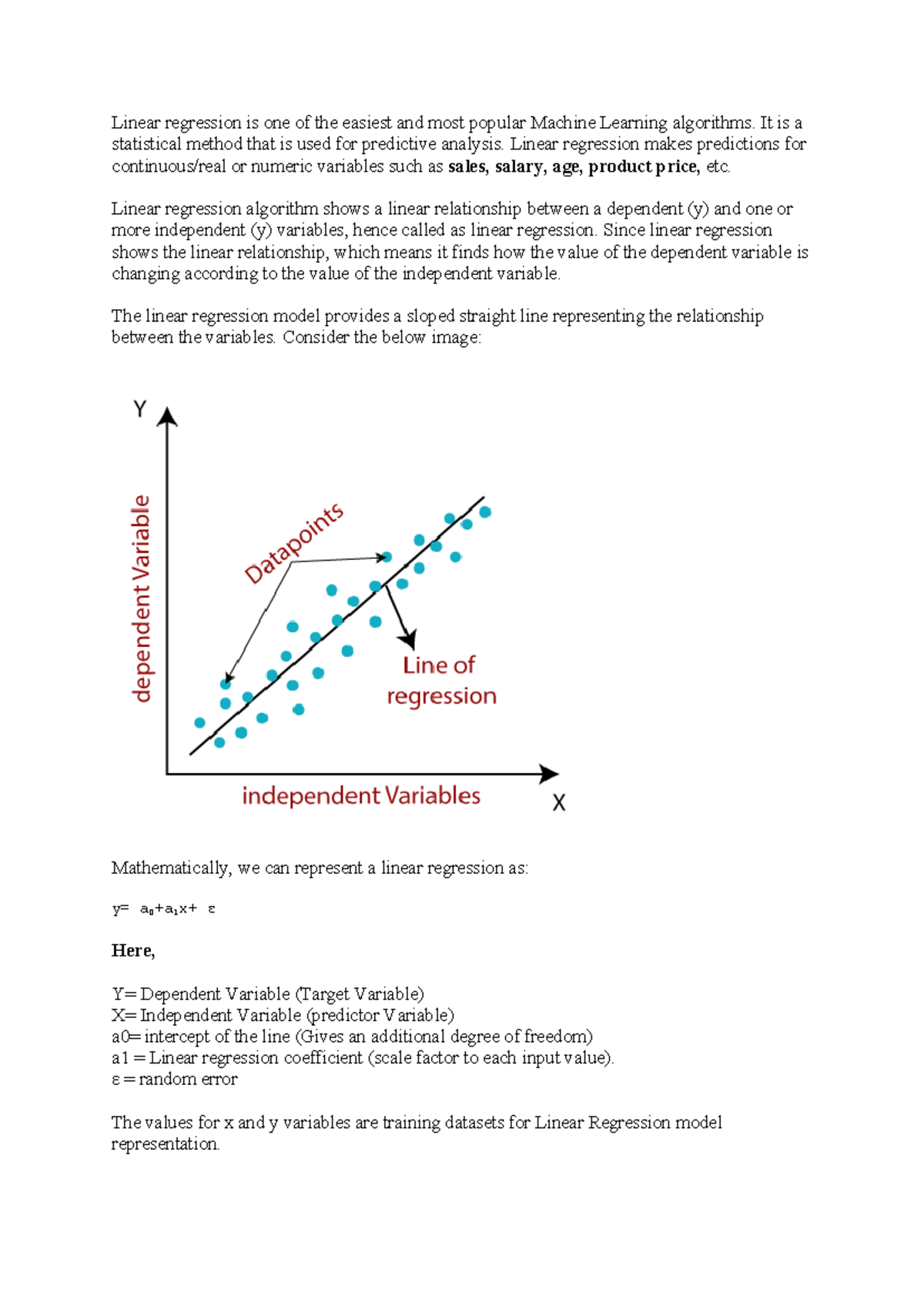 Linear Regression Overview: Concepts, Types, and Assumptions - Studocu
