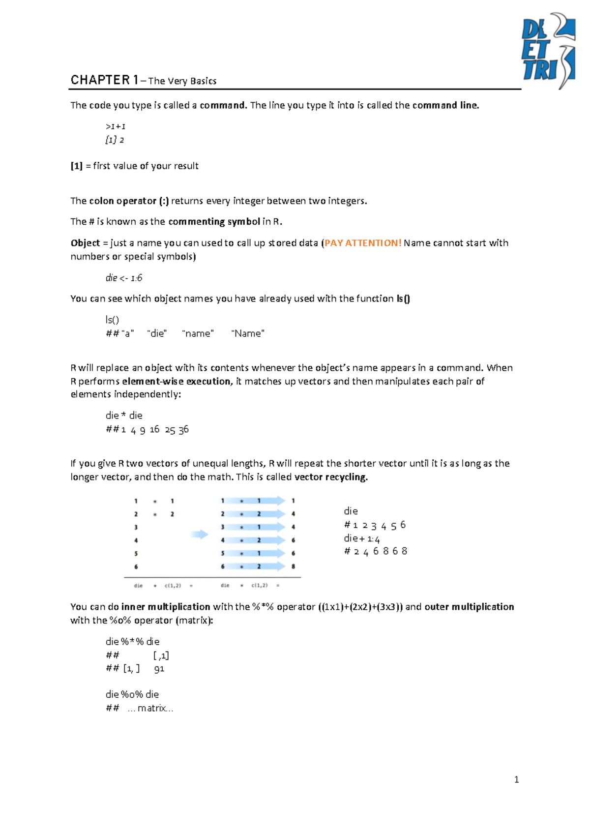 CHAPTER 1: Introduction to R Commands and Objects - Studeersnel