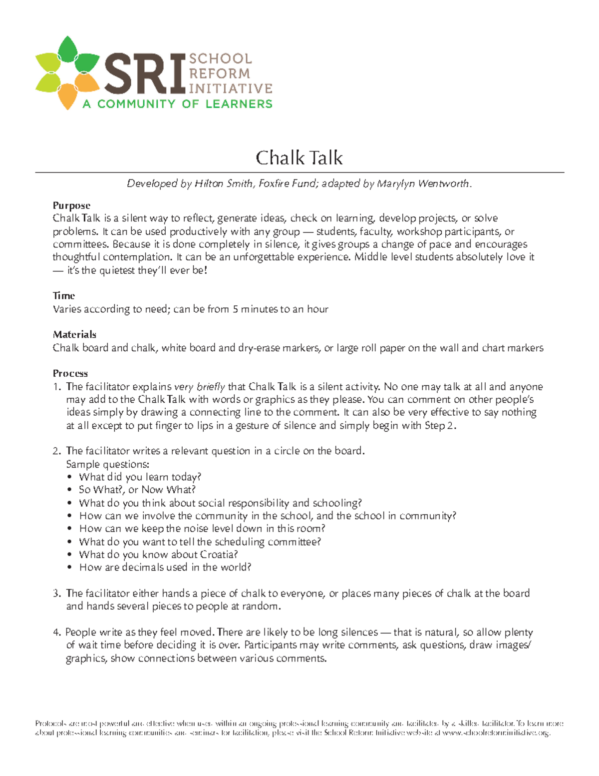 Chalk talk - Discussion tool - Protocols are most powerful and ...