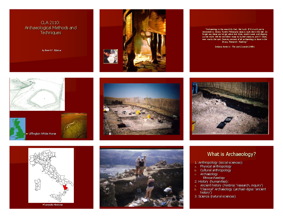 CLA 2110: Comprehensive Lecture Notes on Archaeological Methods 1-7 ...