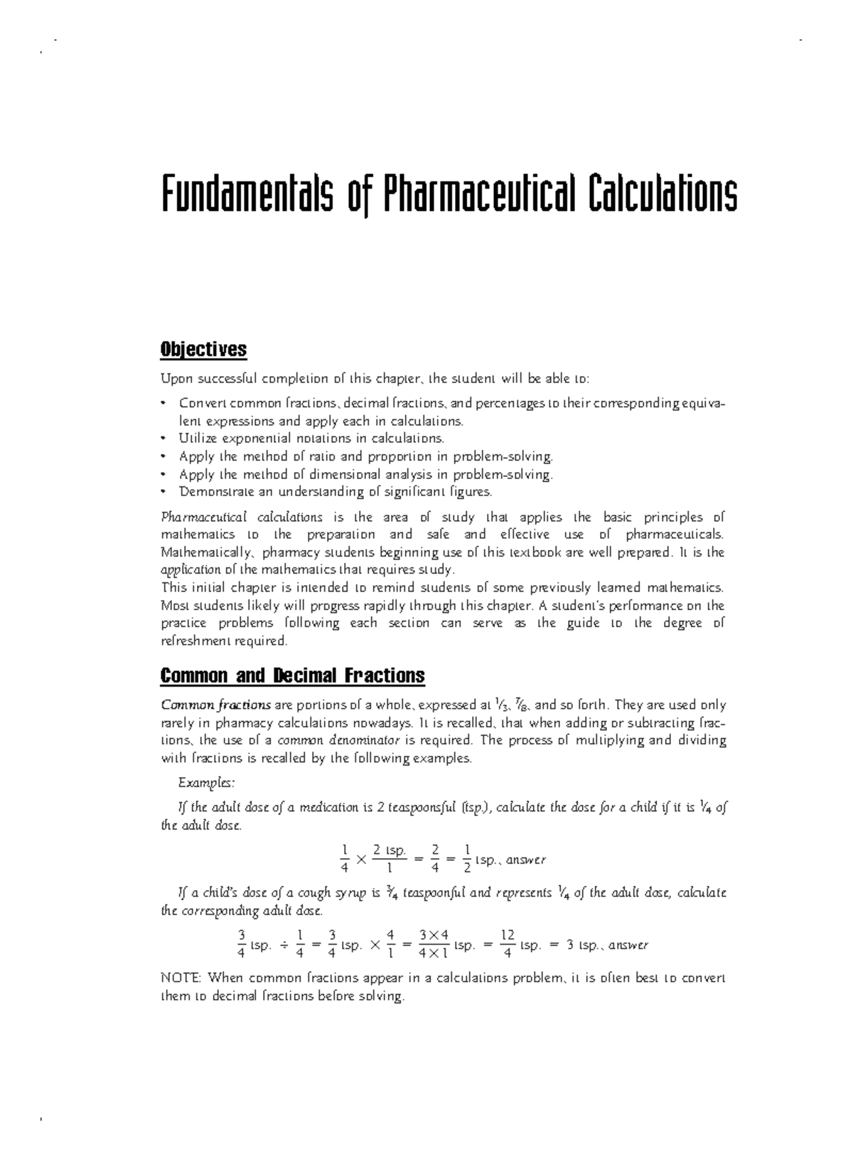 Fundamentals of Pharmaceutical Calculations: A Comprehensive Overview ...