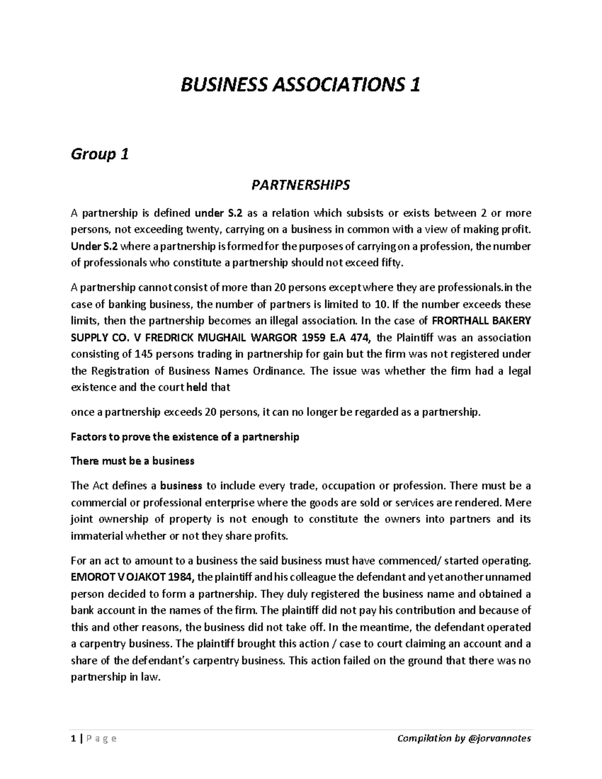BUSINESS ASSOCIATIONS 1: PARTNERSHIPS - Key Concepts and Legal ...