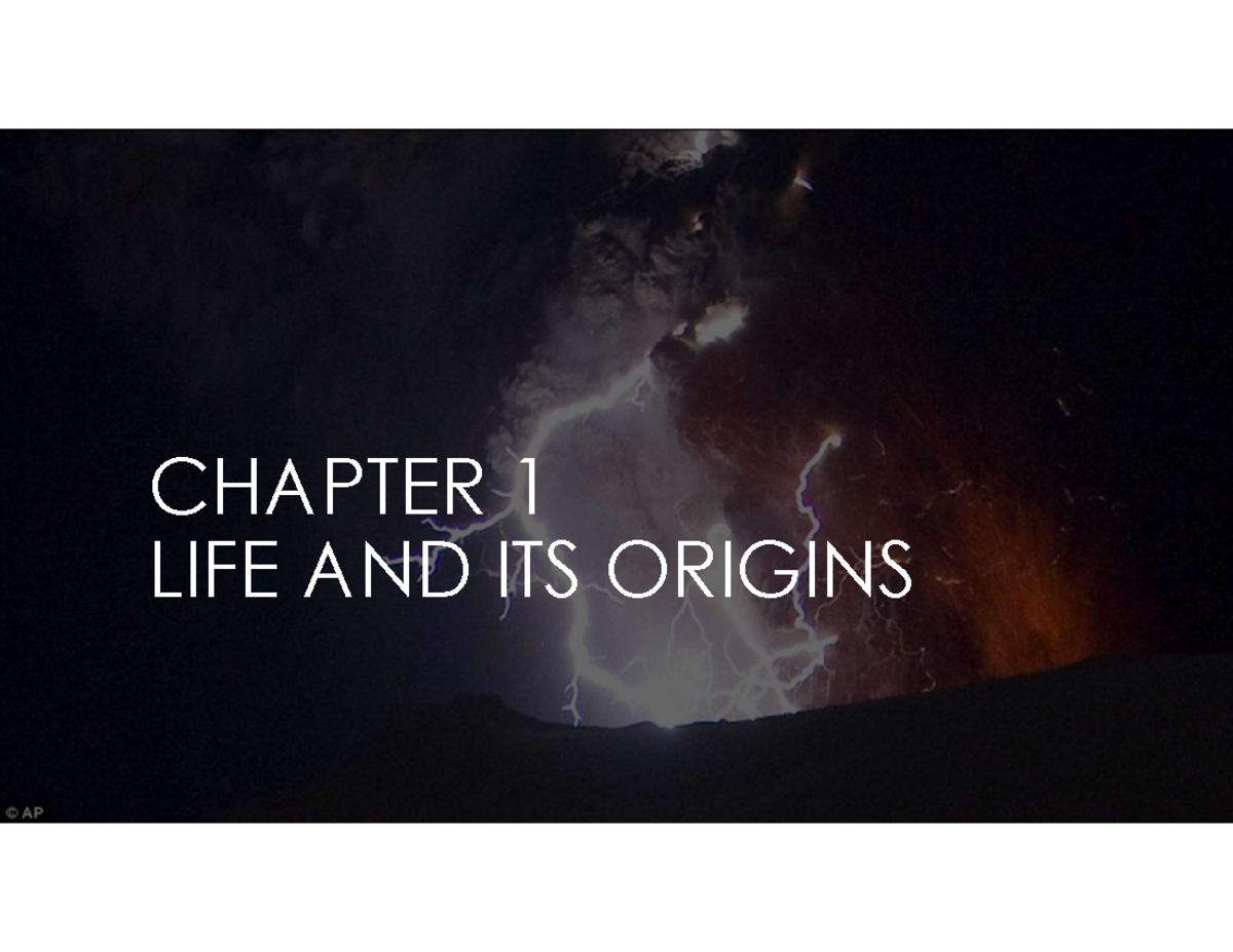 Bio120+-+Chapter+1+Notes - CHAPTER 1 LIFE AND ITS ORIGINS KEY CONCEPTS ...